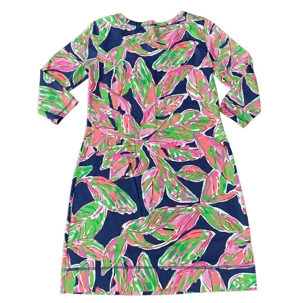 Lilly Pulitzer Palmetto Dress In the Vias Pima Cotton Small Pink Navy